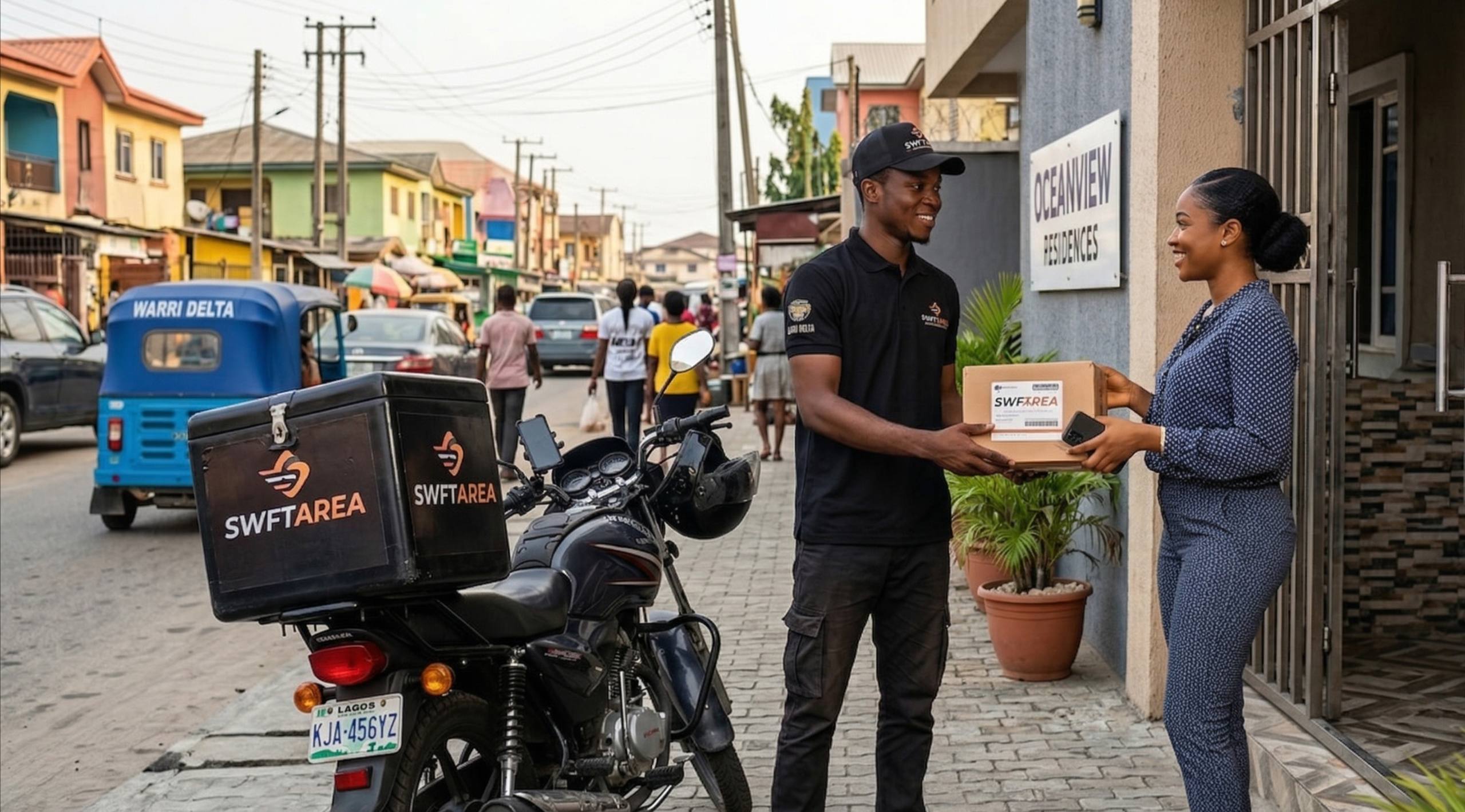 SWFTAREA rider on motorcycle in Warri streets
